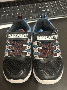 Skechers Black and Blue Kids' Hook-and-Loop Sneakers toddler